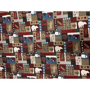 Vintage JC Penney Table Cloth & Napkins Folk Country Winter Polar Bear Patchwork